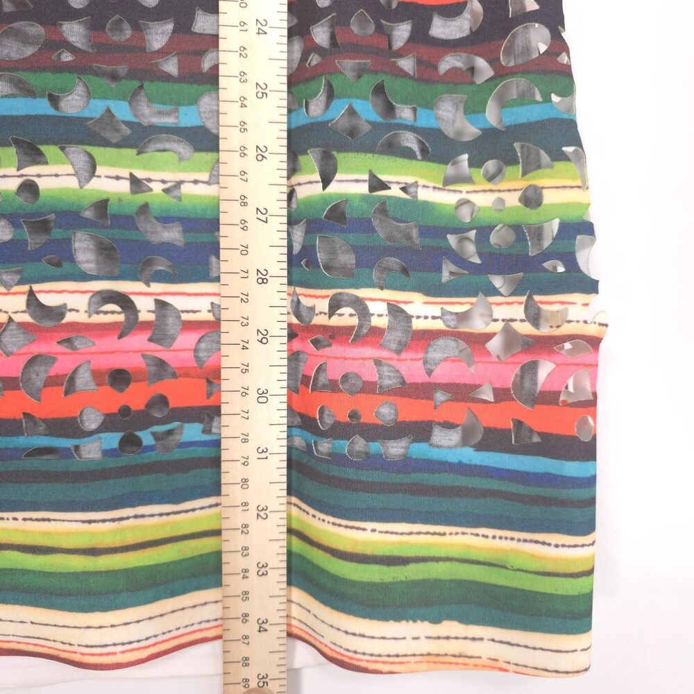 DESIGUAL Colorful Stripe Phoenix Dress Laser Cutout Sleeveless MEDIUM Women's - Picture 4 of 9